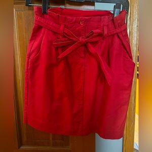 Red Paper Bag Skirt with Bow Tie